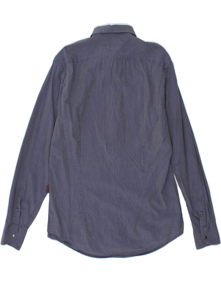 TRUSSARDI JEANS Mens Shirt Size 41 Medium Blue Pinstripe Cotton Vintage Trussardi Jeans and Second-Hand Trussardi Jeans from Messina Hembry 