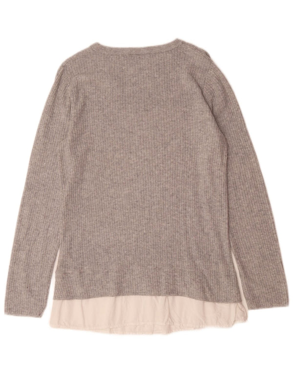Topshop Pull à col bateau haut pour femme UK 10 Small Gris Colorblock
