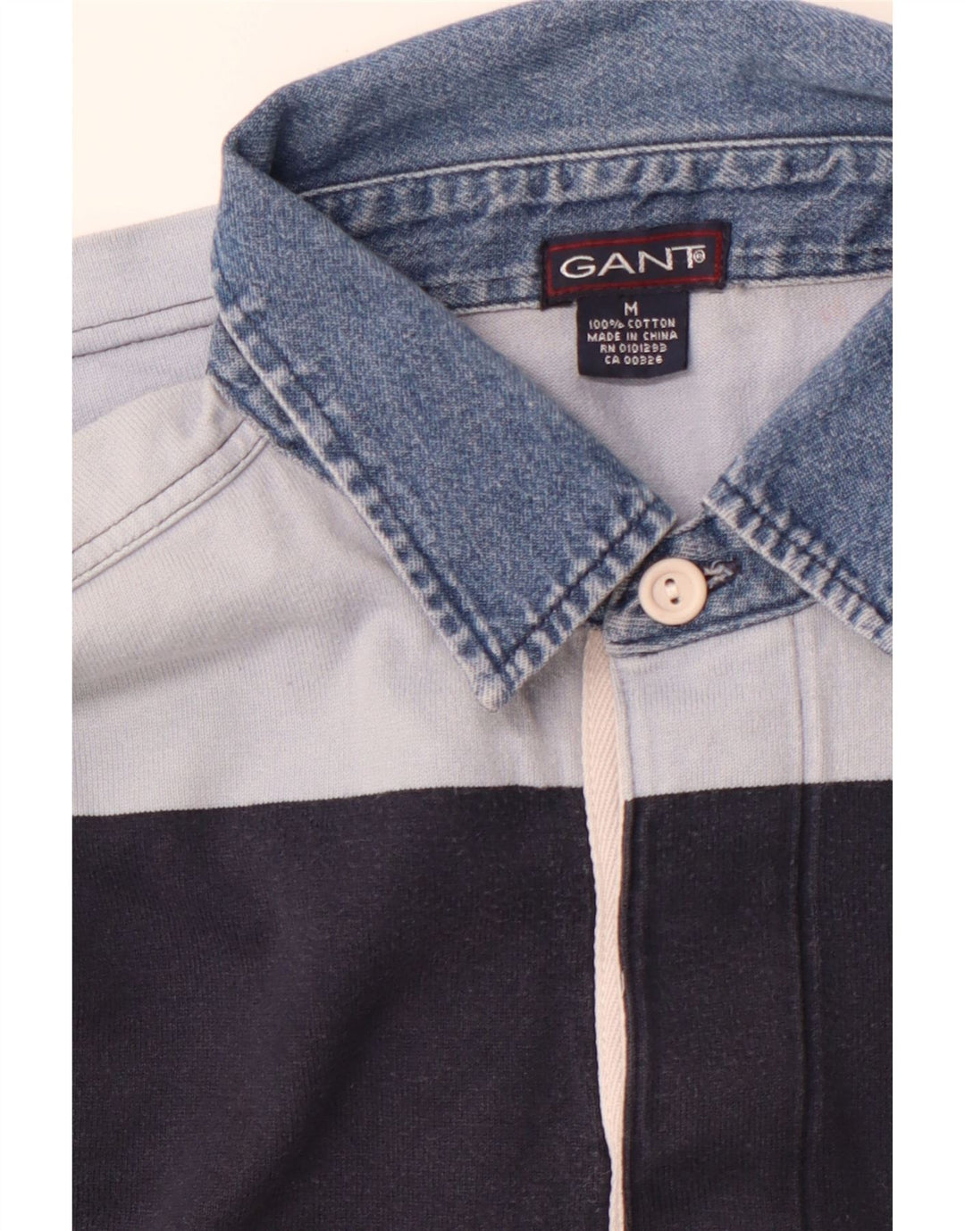 GANT Polo de rugby à manches longues pour homme en coton rayé bleu marine moyen