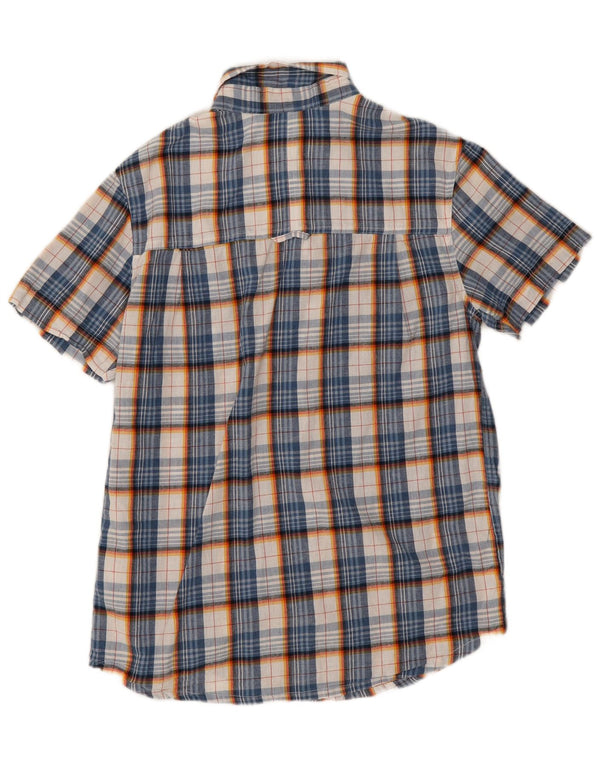 Mountain Warehouse Chemise à manches courtes pour homme en polyester à petits carreaux bleus