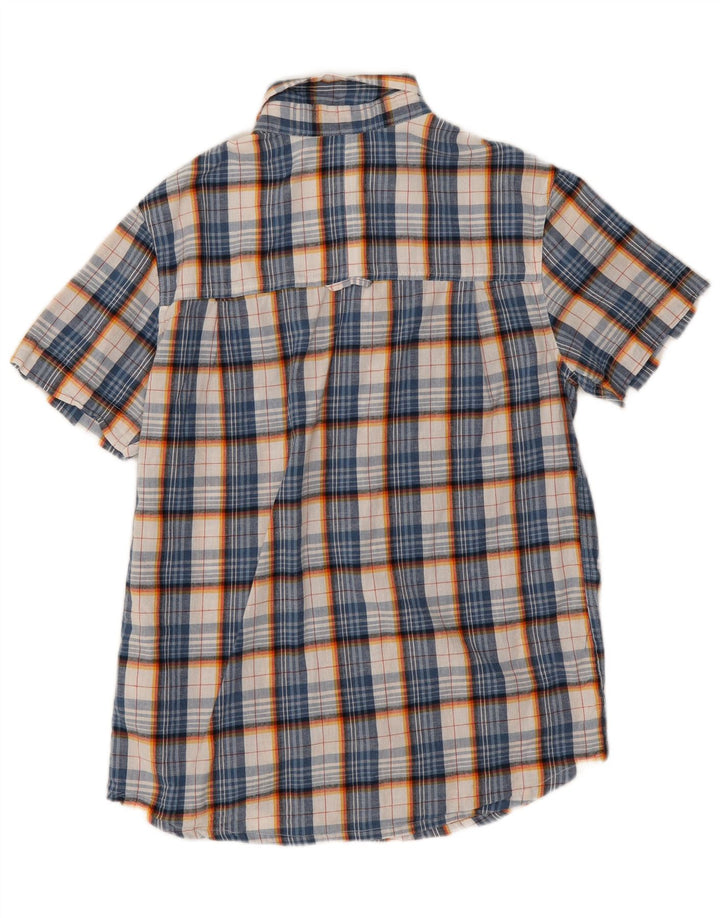 Mountain Warehouse Chemise à manches courtes pour homme en polyester à petits carreaux bleus