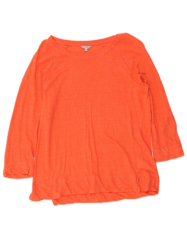 Jigsaw Haut pour Femme Manches 3/4 UK 12 Lin Orange Moyen