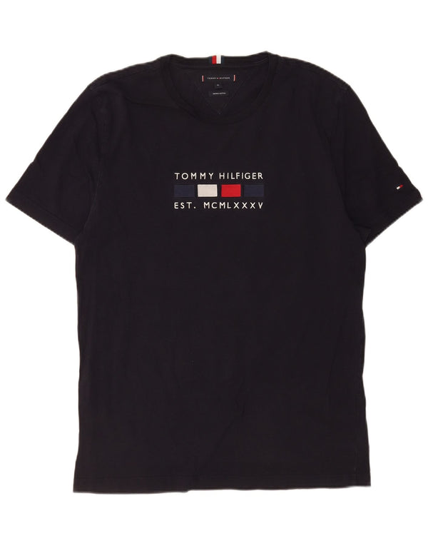 Tommy Hilfiger T-Shirt Graphique Homme Top XL Bleu Marine Coton