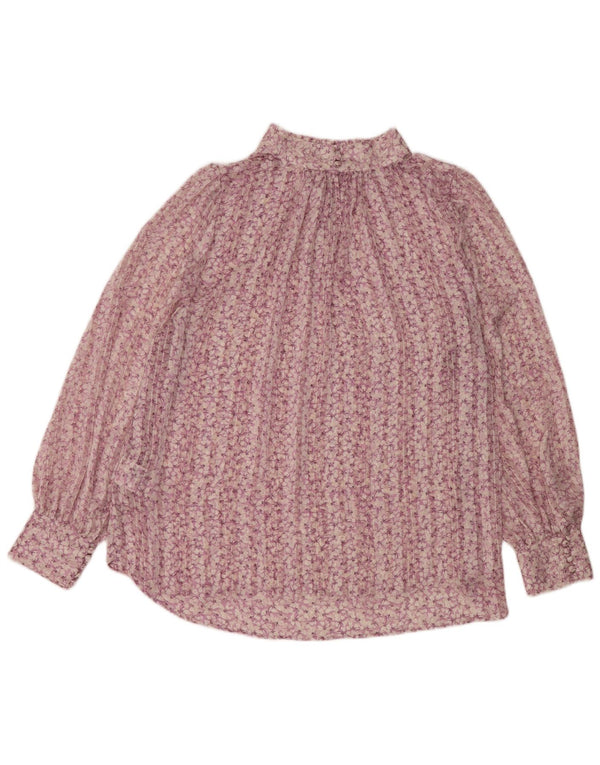 H&M Femme Chemisier à Manches Longues Top UK 46 Grand Rose Floral Polyester