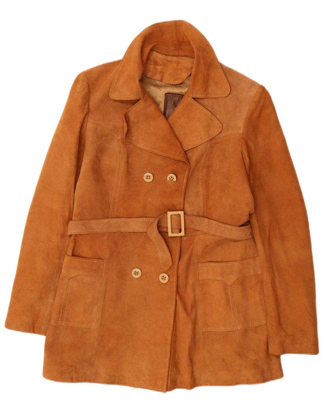 veste en daim double boutonnage vintage femme IT 48 XL Beige