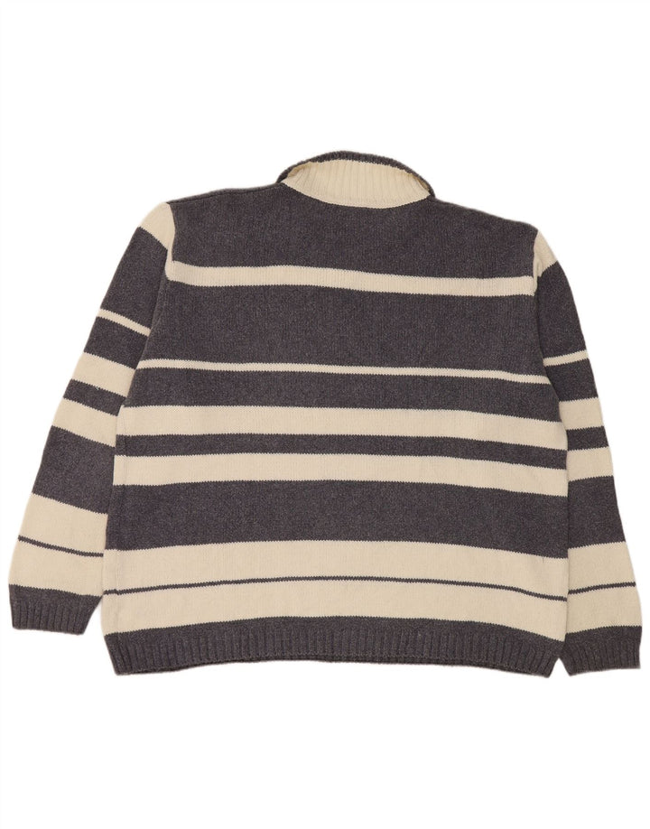 Levi's Pull Col Polo Homme Large Gris Rayé Coton