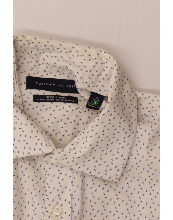 Tommy Hilfiger Chemise slim fit pour homme Taille 15 1/2 Blanc moyen à pois