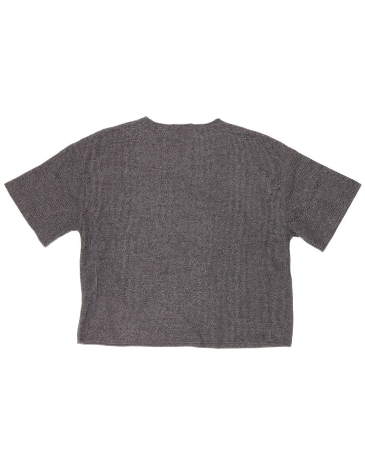Zara Femme T-Shirt Oversize Top UK 10 Petit Gris Polyester