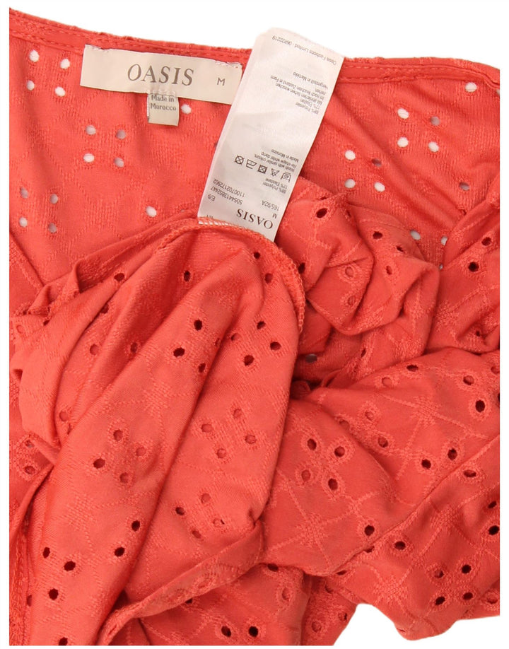 Oasis Chemisier à manches courtes pour femme avec nœud sur le devant en polyester Rouge moyen UK 44