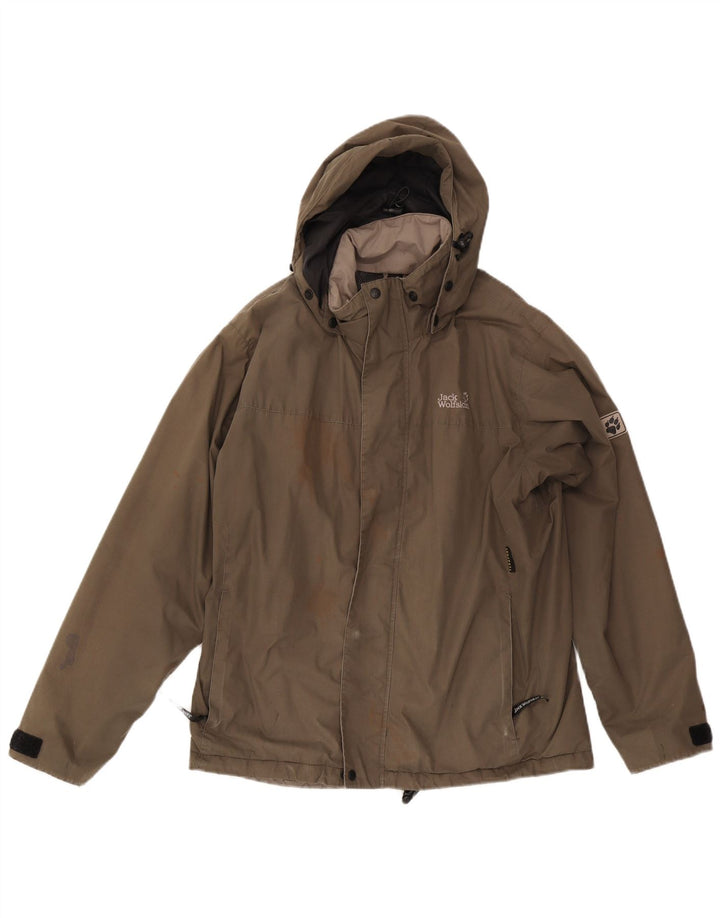 Jack Wolfskin Veste coupe-vent à capuche pour homme UK 36/38 Beige moyen