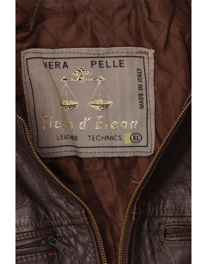 VINTAGE Veste en cuir homme UK 42 XL Cuir marron