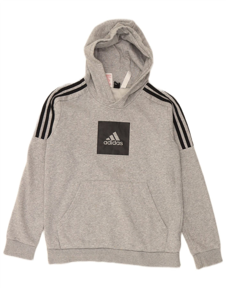 ADIDAS Pull à capuche graphique pour garçon 13-14 ans Gris Coton