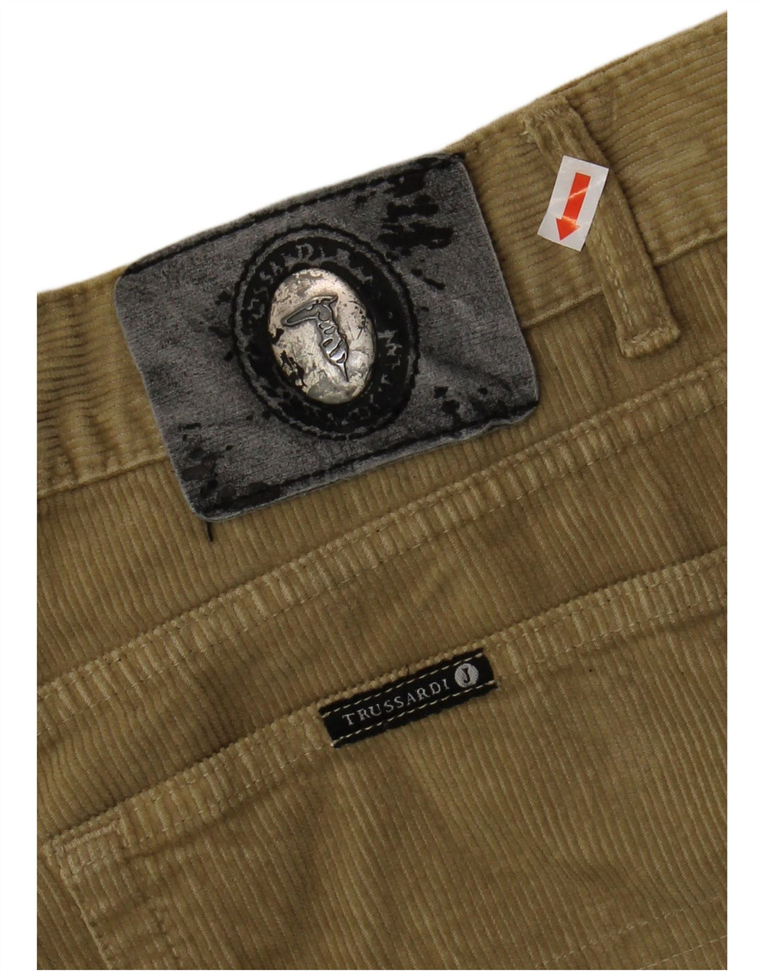 TRUSSARDI Pantalon droit en velours côtelé pour homme IT 54 2XL W40 L32 Kaki Coton