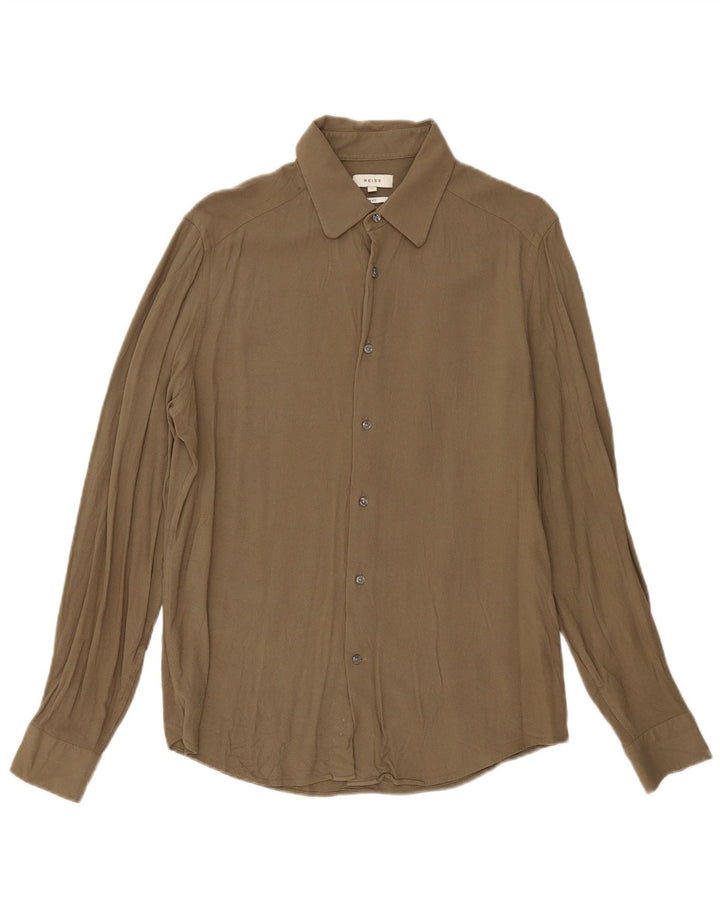 Reiss Chemise Slim Fit Large Kaki Viscose Homme