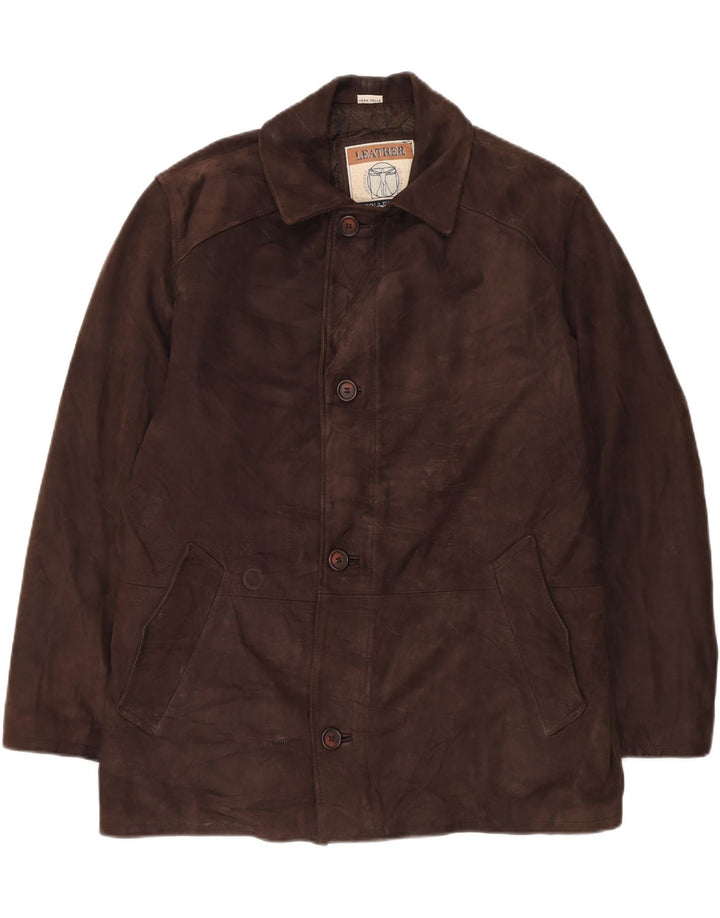 Manteau en cuir homme vintage IT 50 grand cuir marron