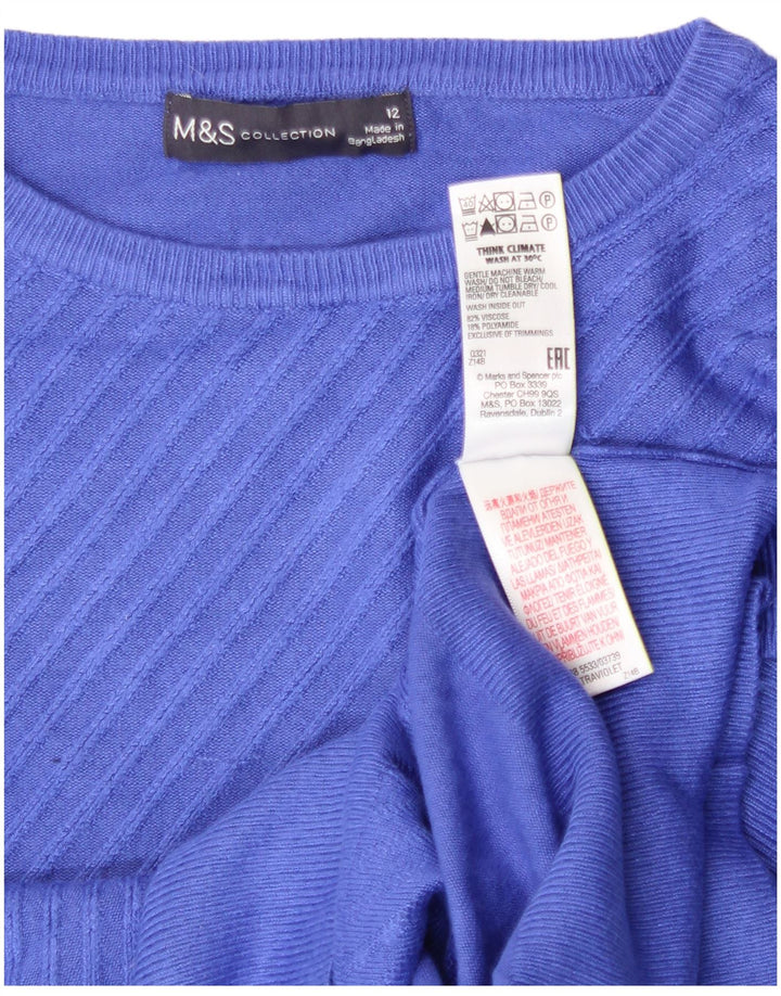 Marks & Spencer Pull col bateau pour femme UK 12 Bleu moyen Viscose
