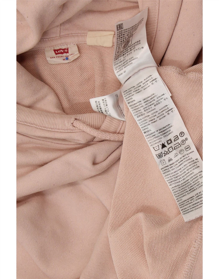 LEVI'S Pull à capuche oversize pour femme UK 44 en coton rose moyen