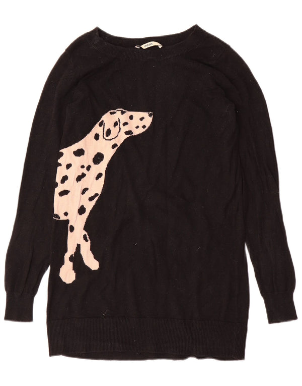 Oasis Robe pull graphique pour femme UK 6 XS Noir Coton