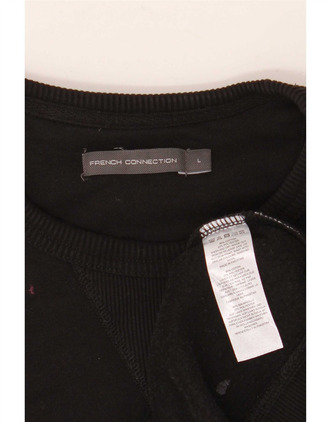 French Connection Sweat-shirt pour homme en coton noir Taille L