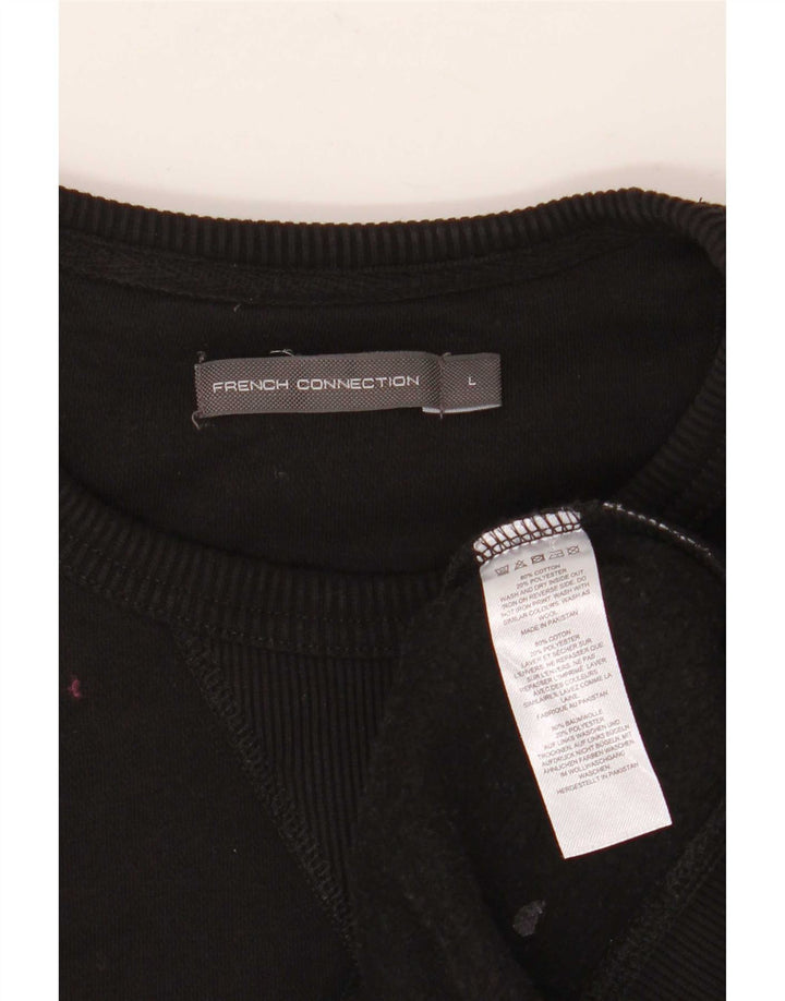 French Connection Sweat-shirt pour homme en coton noir Taille L