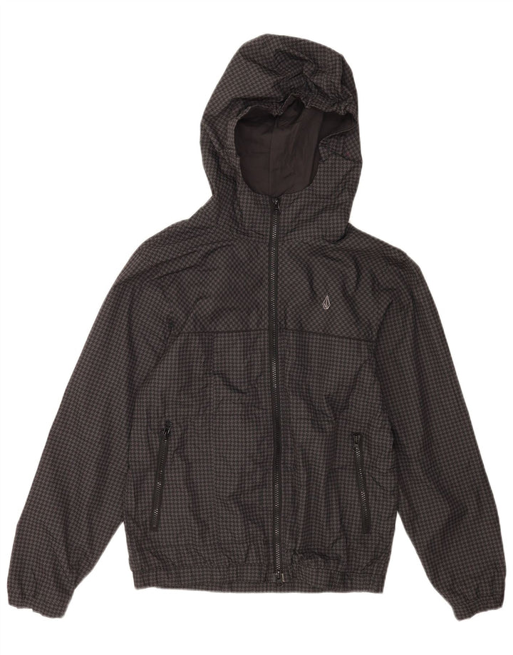 Volcom Veste de Pluie à Capuche Fille 13-14 Ans XL Gris Pied-de-Poule Polyester