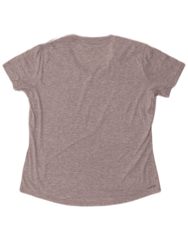 Adidas T-Shirt Femme Top UK 16/18 Large Gris Polyester