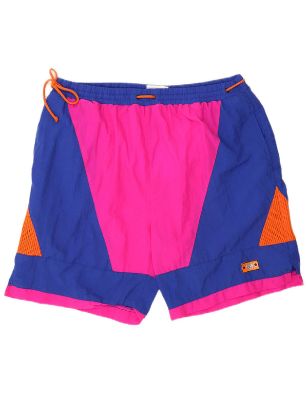 vintage Short de bain homme XL Bleu Colorblock Nylon