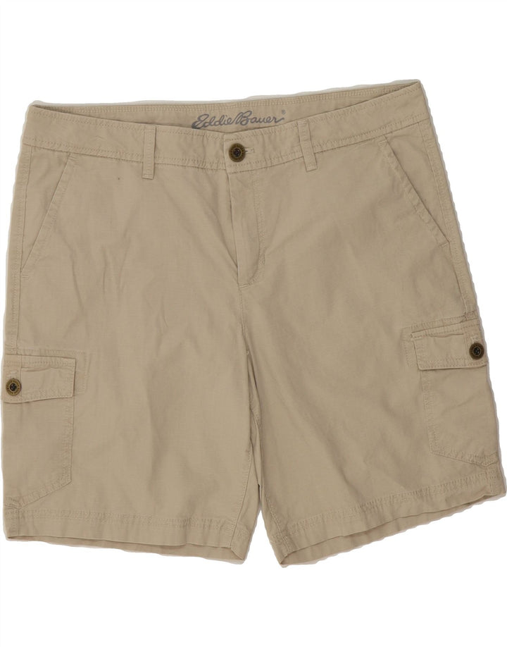 EDDIE BAUER Womens Cargo Shorts US 12 Large W36 Beige Check Cotton Vintage Eddie Bauer and Second-Hand Eddie Bauer from Messina Hembry 