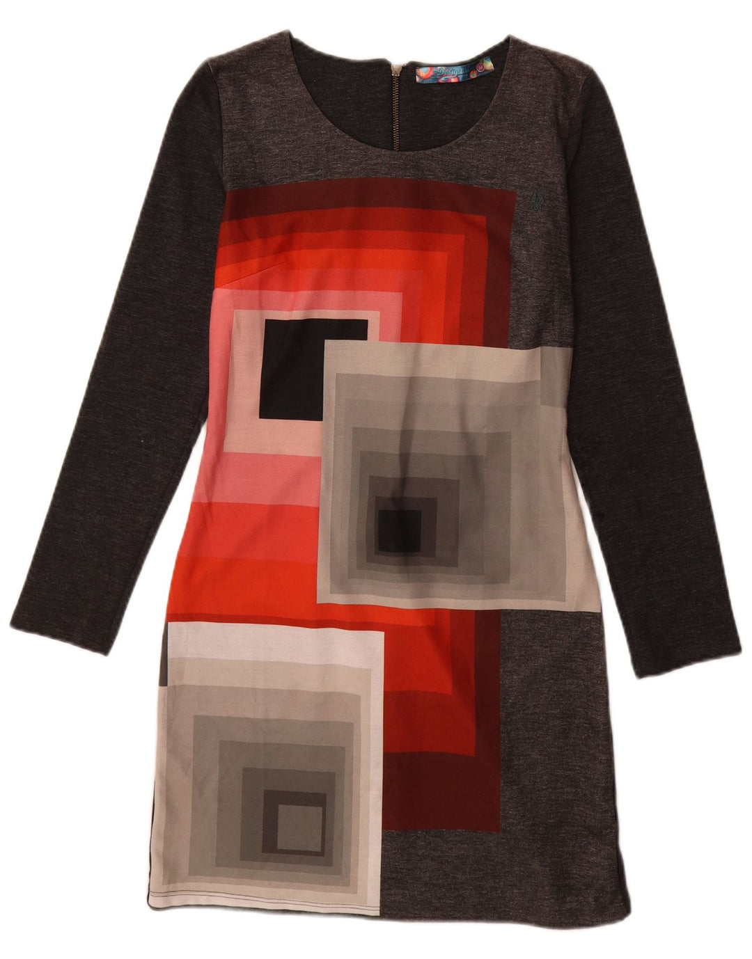 Desigual Robe fourreau à manches longues pour femme UK 42 Gris moyen géométrique