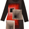 Desigual Robe fourreau à manches longues pour femme UK 42 Gris moyen géométrique