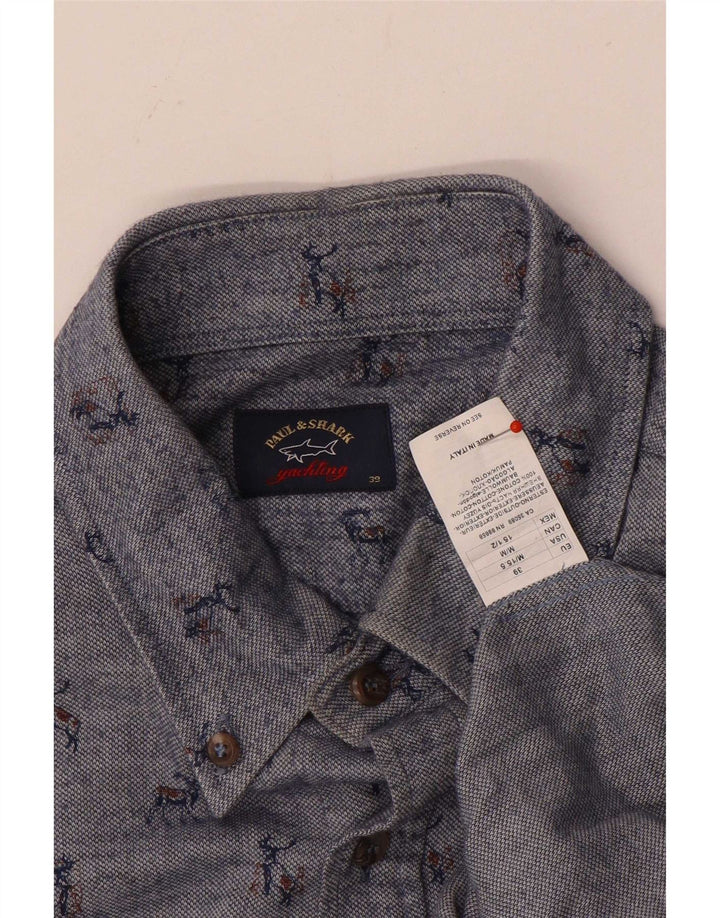Paul & Shark Chemise à motif abstrait pour homme Taille 39 Coton bleu moyen