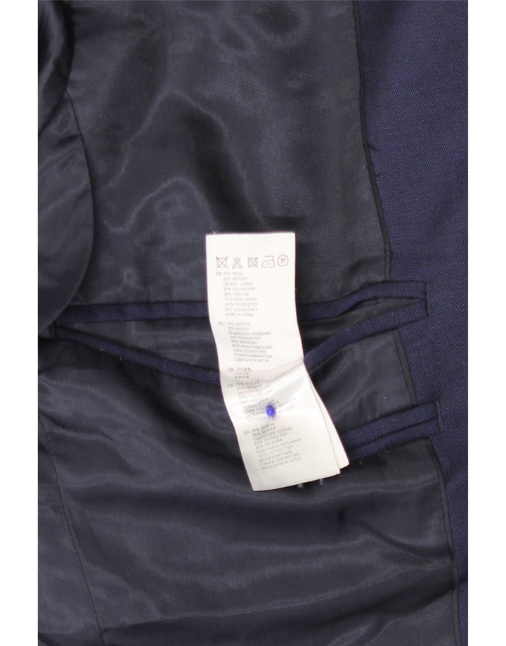 Reiss Veste Blazer 1 Bouton Homme UK 36 Petite Laine Bleu Marine
