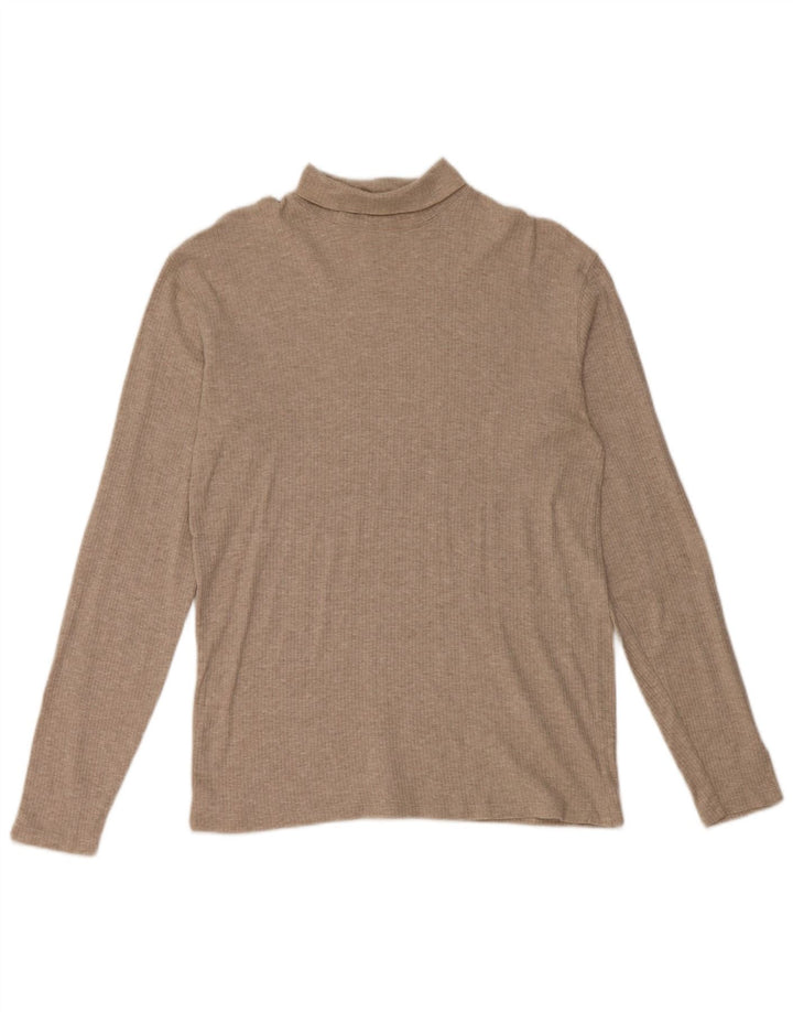 J. CREW Pull col roulé pour femme UK 14 Coton beige moyen