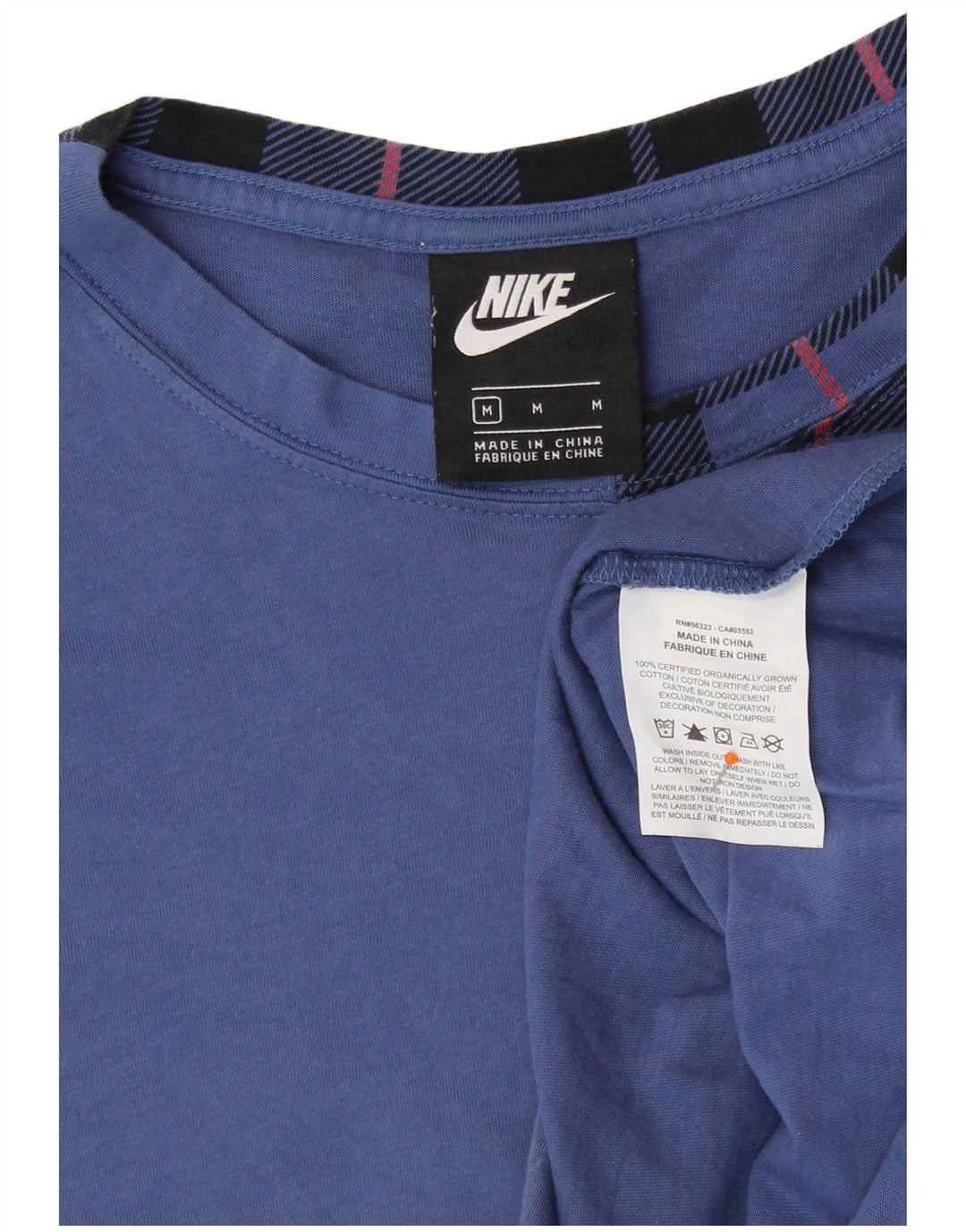 NIKE Haut graphique surdimensionné à manches longues pour femme UK 14 Bleu moyen à carreaux