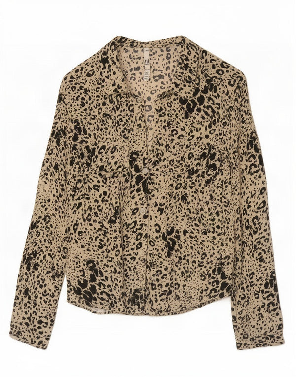 Zara Femmes Trafaluc Chemise Chemisier UK 10 Petit Beige Animal Print Viscose