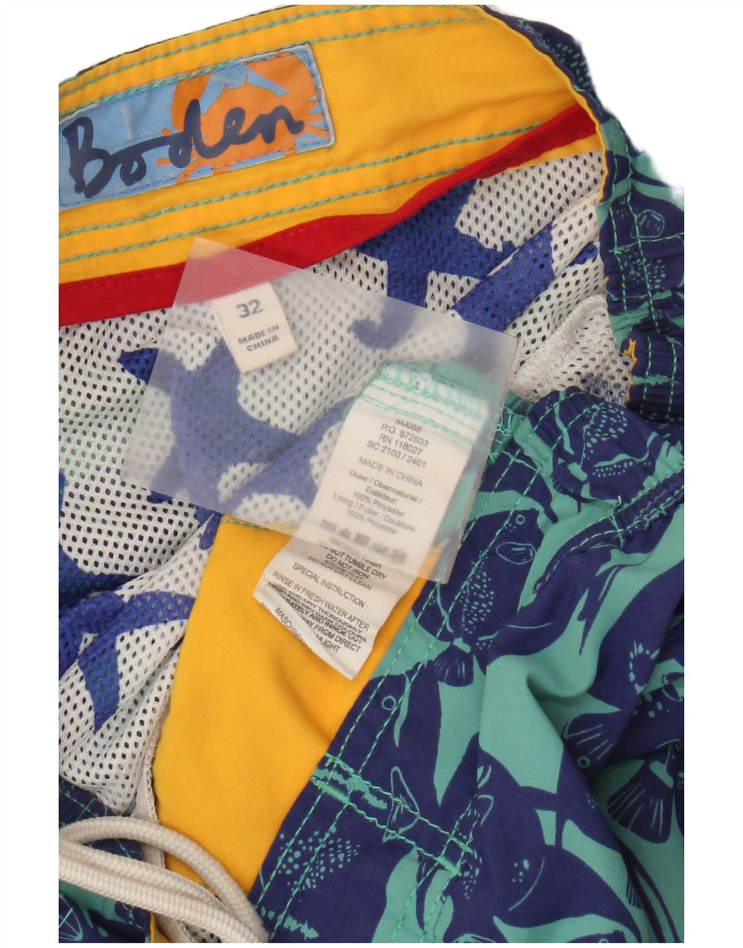 Short de bain à motif abstrait Polyester bleu moyen Boden homme