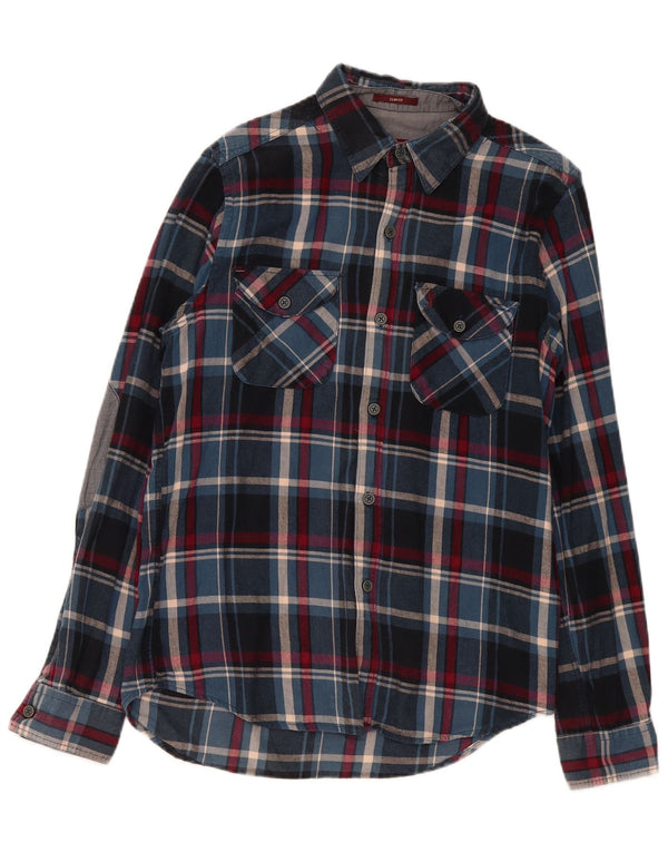 Marlboro Classics Chemise Slim Fit en Flanelle Homme Bleu Marine à Carreaux