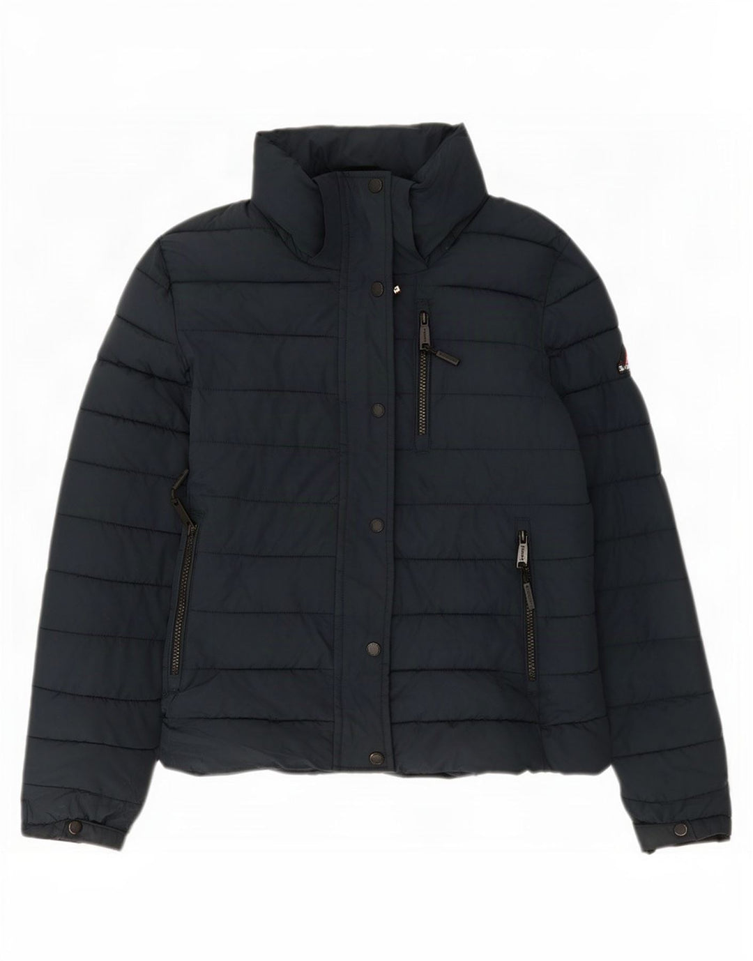 Superdry Veste rembourrée pour femme UK 10 Small Bleu marine Polyester