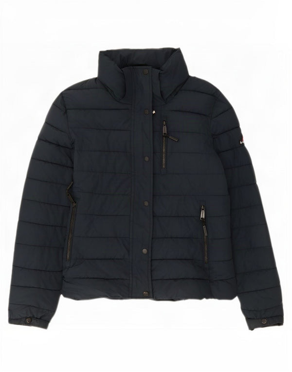Superdry Veste rembourrée pour femme UK 10 Small Bleu marine Polyester