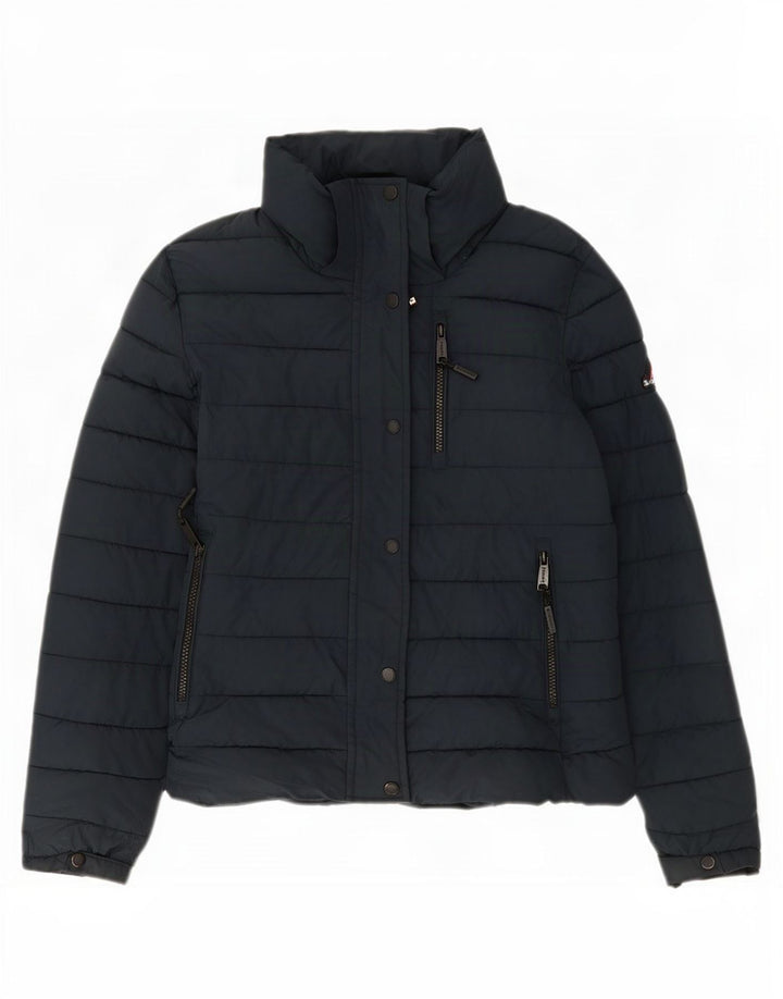 Superdry Veste rembourrée pour femme UK 10 Small Bleu marine Polyester