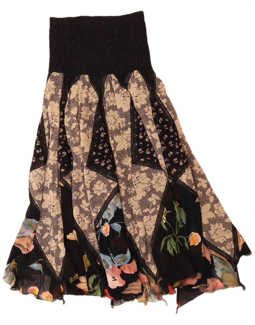 vintage Femme Asymétrique Gypsy Jupe W30 Moyen Multicolore Patchwork