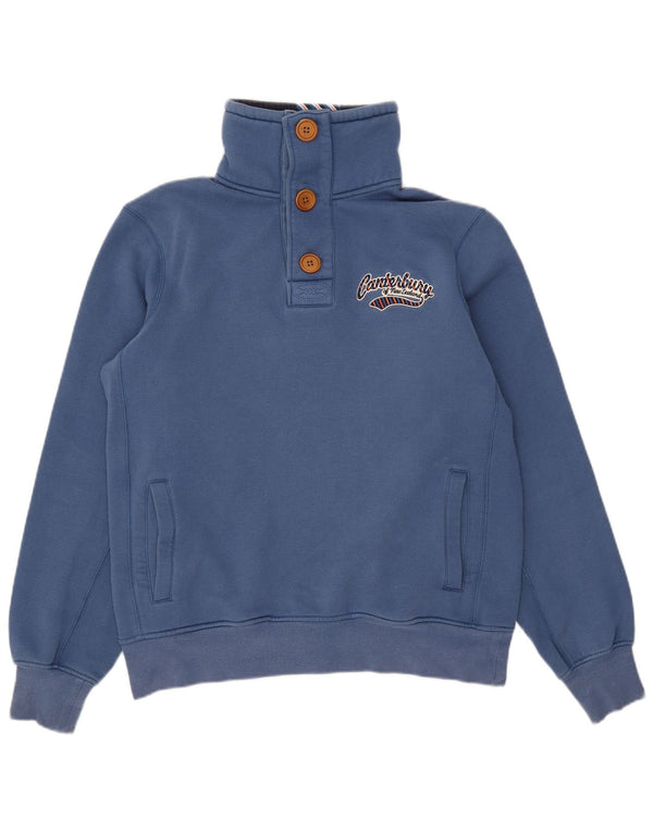 Canterbury Mens Button Neck Sweatshirt Jumper Medium Blue Cotton