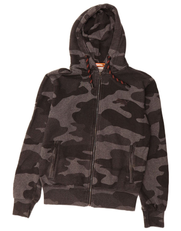 Superdry Pull à capuche zippé en coton camouflage petit gris pour homme