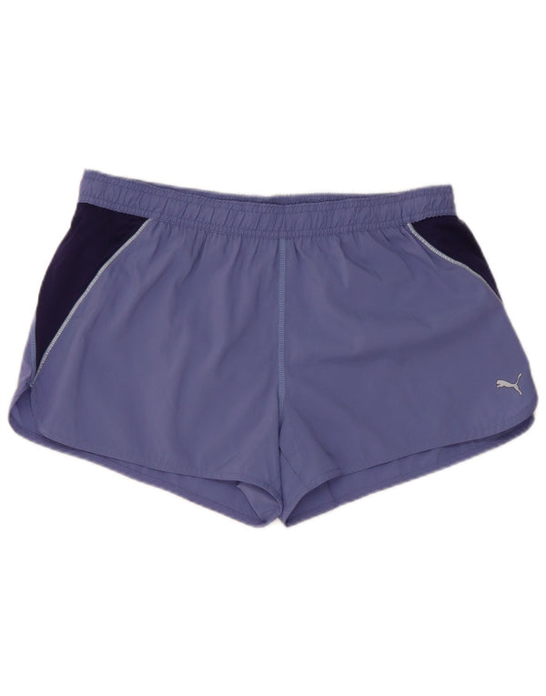 Puma Short de sport pour femme UK 14 Large Violet Colorblock Polyester