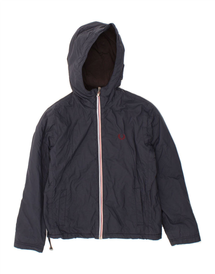 FRED PERRY Girls Hooded Windbreaker Jacket 9-10 Years Navy Blue Polyester Vintage Fred Perry and Second-Hand Fred Perry from Messina Hembry 