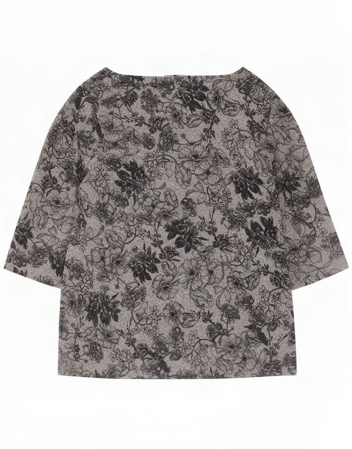 Marks & Spencer Haut Femme Manches 3/4 UK 16 Grand Gris Floral Polyester