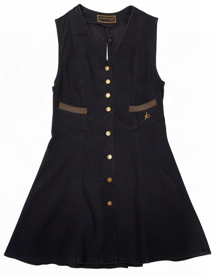 Roccobarocco Robe en jean sans manches pour femme IT 44 Coton noir moyen