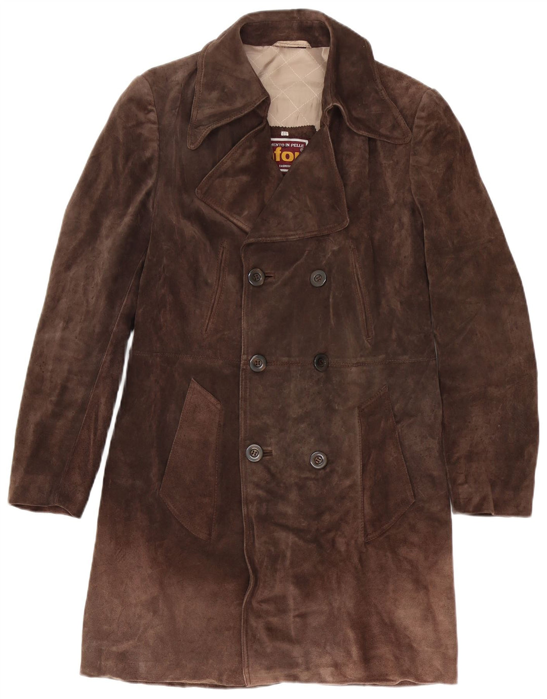Anfor Manteau croisé en daim pour homme IT 48 Cuir marron moyen