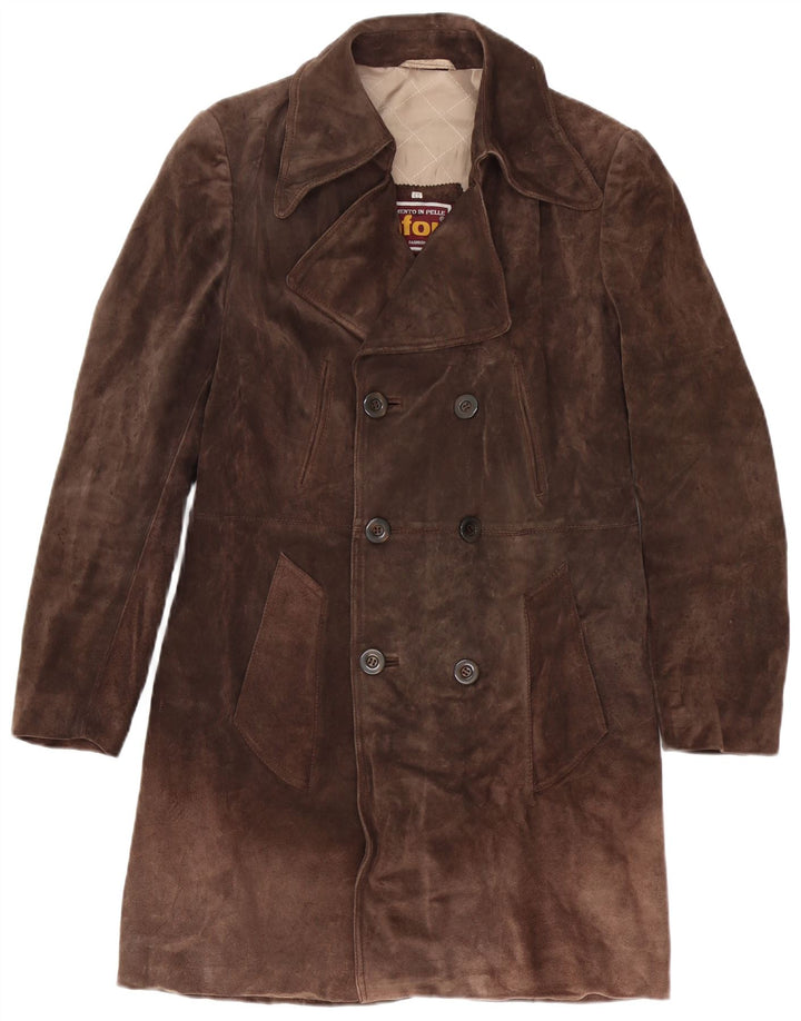 Anfor Manteau croisé en daim pour homme IT 48 Cuir marron moyen