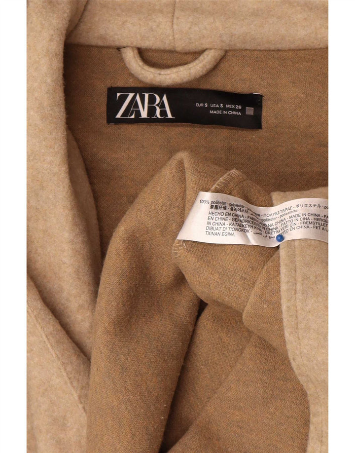 Zara Manteau surdimensionné à capuche pour femme UK 10 Petit polyester beige